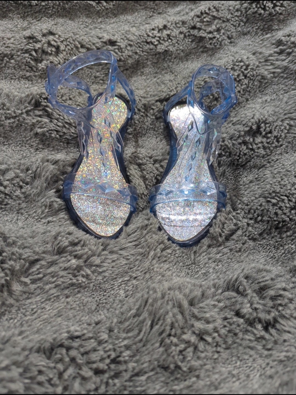 Disney Princess Frozen Elsa Blue Glitter Jelly Sandals - Costume Footwear